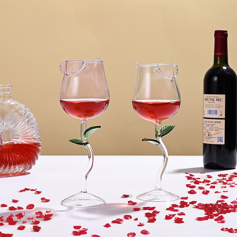 Valentine's Day Romantic Rose Wine Cup Glass Goblet Crystal Champagne Cup