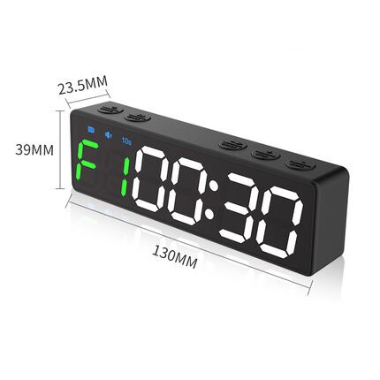 Mini Gym Timer Portable LED Workout Clock Count Down/Up Clock Digital Display Stopwatch Magnetic Fitness Timer Rechargable: Black