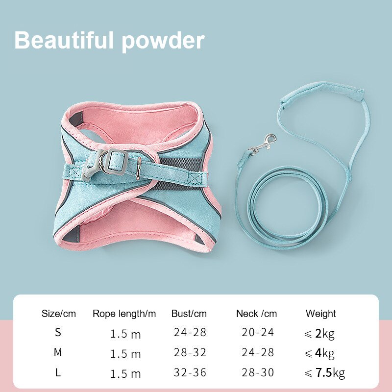 Cat Harness Leash Set Rope Vest-style Harness With Reflective Strips Adjustable Leashes for Cat Walking Pet SLeash Chest Strap