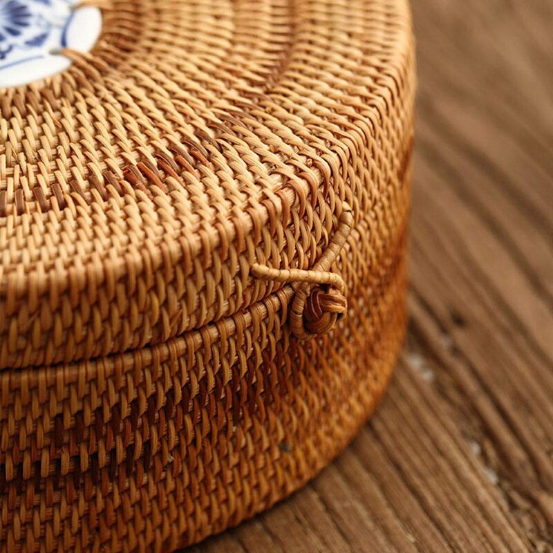 Handmade Rattan Pu'Er Tea Cake Storage Box Cake Storage Box Can Kitchen Container Storage