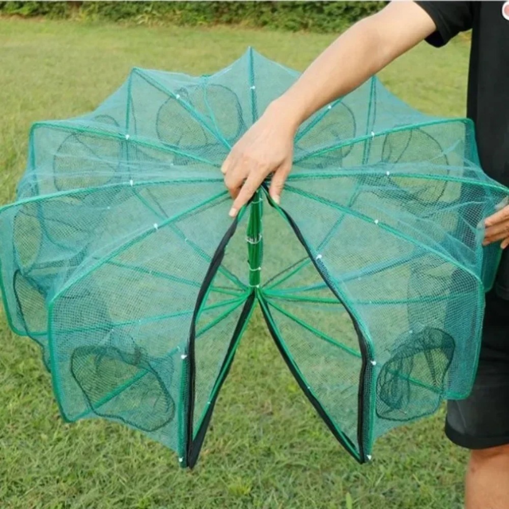 6/8/10 Holes Fishing Net Foldable Green Hexagon Octagon Net 40~82cm Nylon Casting Nets