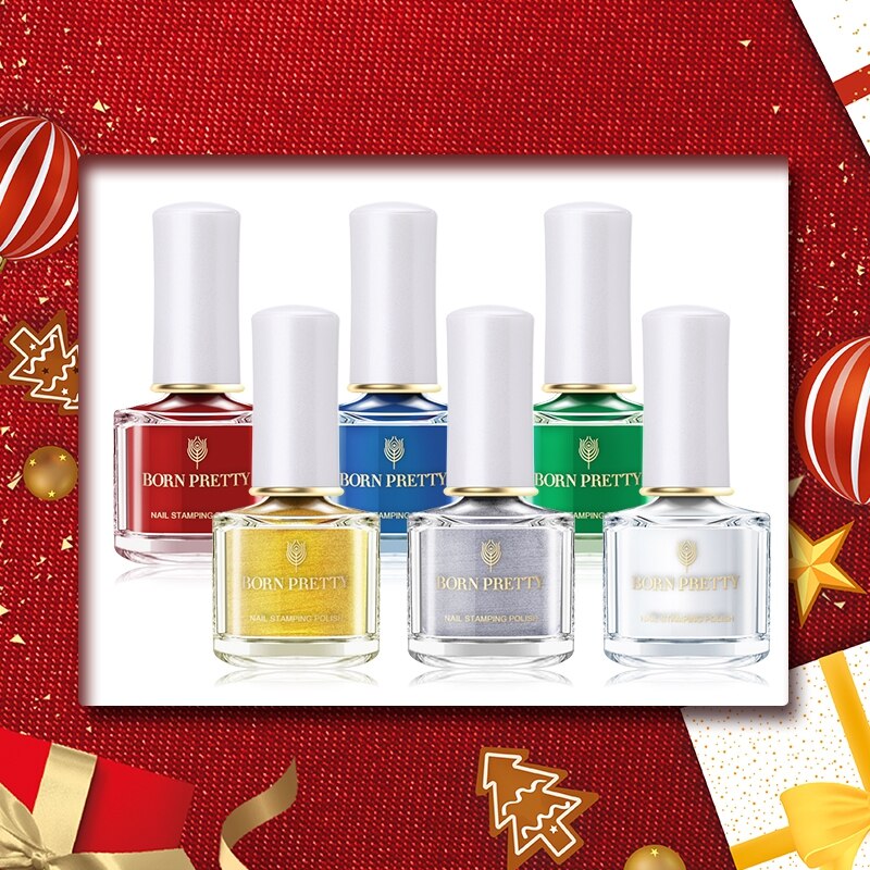 Geboren Pretty Wit Zwart Kleur Nail Stempelen Polish Christmas Serie 6 Ml Nail Art Varnish Diy Stempelen Polish Vernis