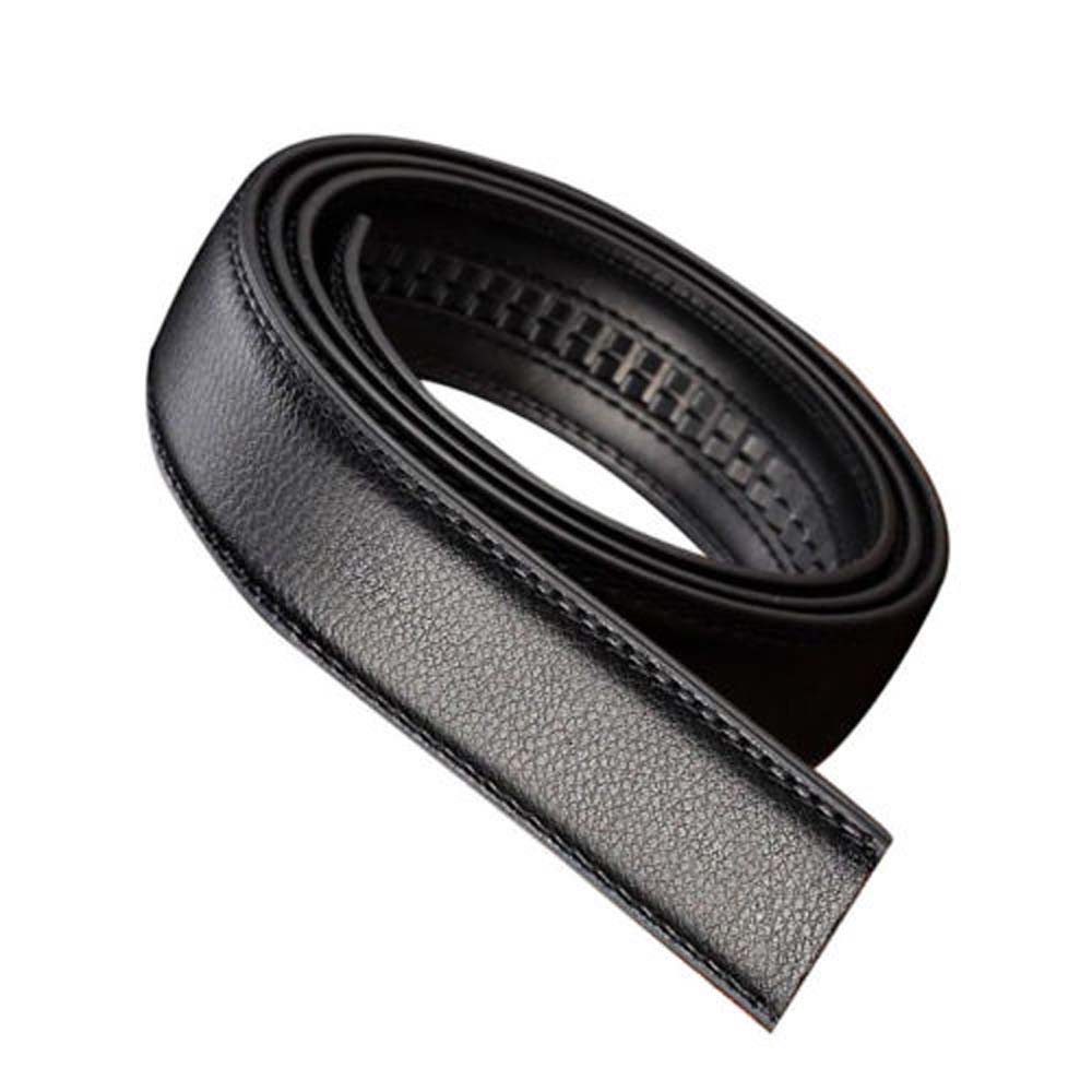 Luxury Men's Leather Automatic Ribbon Waist Strap Belt Without Buckle Business Style Waistband 3.5CM Width Black