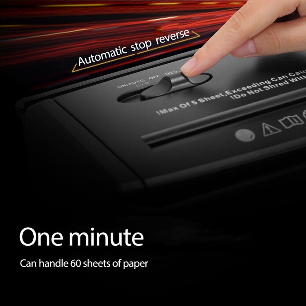 Mini A606B 5-Sheet Desktop Electric Documents Cutting Machine Paper Shredder File Strip-Cutter for office school