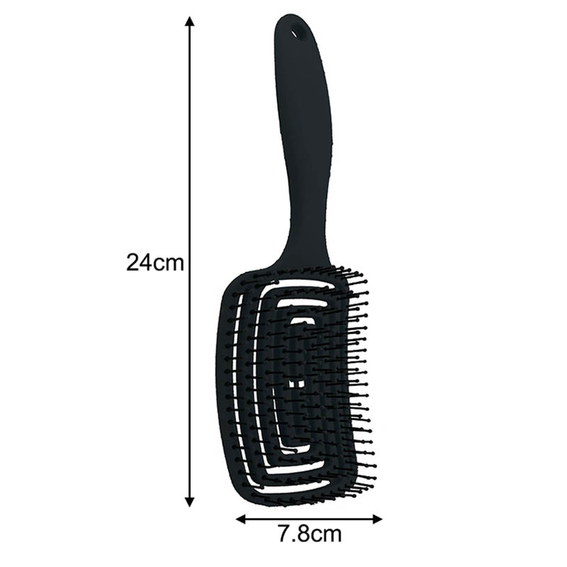 1Pcs 4 Kleuren Kiezen Abs/Siliconen Vrouwen Meisje Droog Nat Dual Gebruik Haren Kam Haarborstel Hoofdhuid Massage Haarborstel: Black