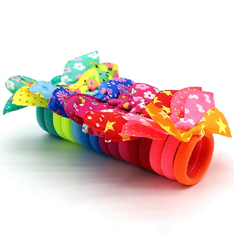 100PCS Kids Girl Mixed Color Rabbit Ear Elastic Hair Bands Rabbit Ears Hair Accessories Ponytail Holder Rubber Bands Hair Ropes