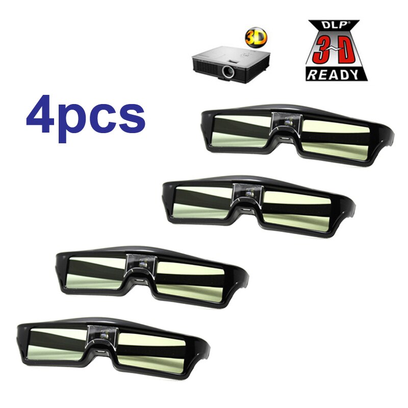 4 Stks/partijen 3D Bril Actieve Sluiter Oplaadbare Voor Benq W1070 Optoma GT750e Dlp 3D Emitter Projector Bril !