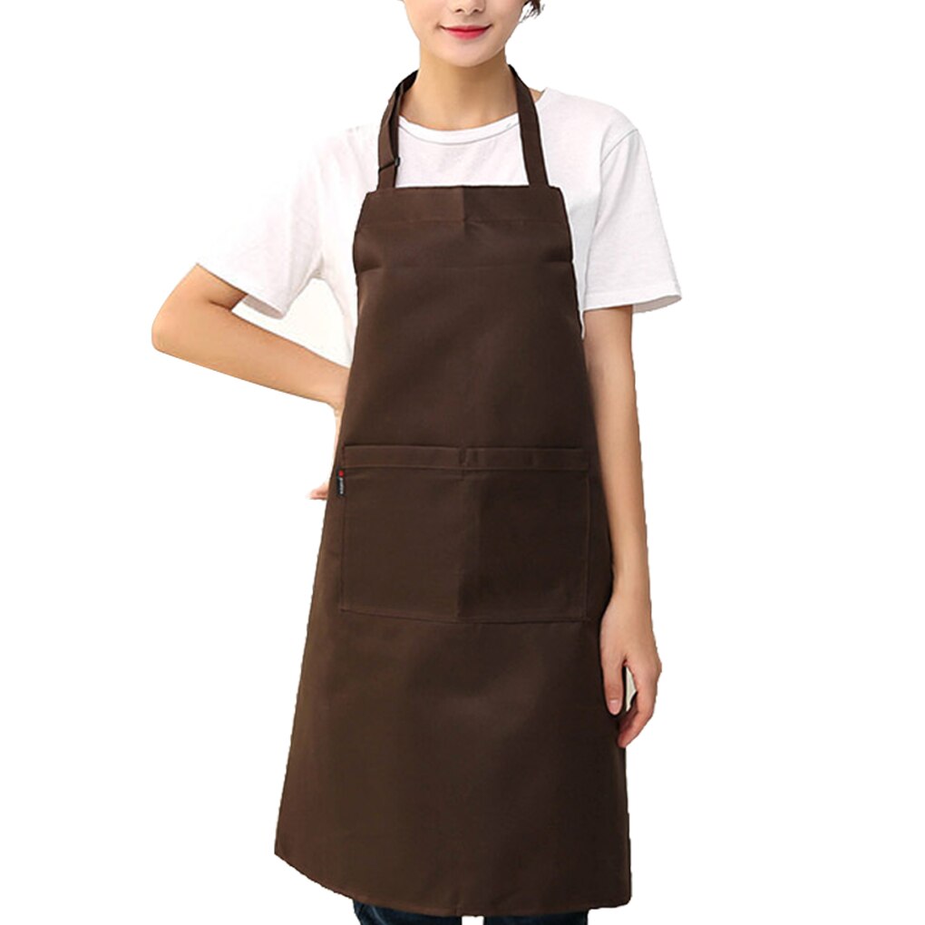 2pcs Unisex Work Apron For Men Black Apron Bib Adjustable Cooking Kitchen Restaurant Aprons For Woman With Pockets: dark coffee