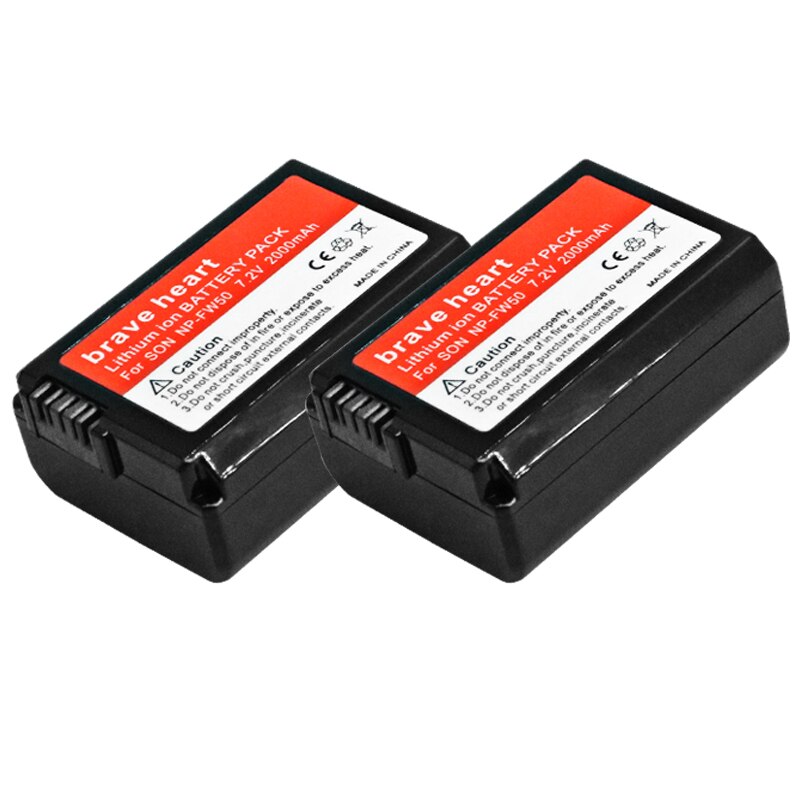 Np -fw50 usb dobbelt oplader +4x np  fw50 batterier til sony nex -5 nex -7 slt -a55 a33 a55 a37 a3000 a5000 a5100 a6000 a6300 a7000: 2 batterier