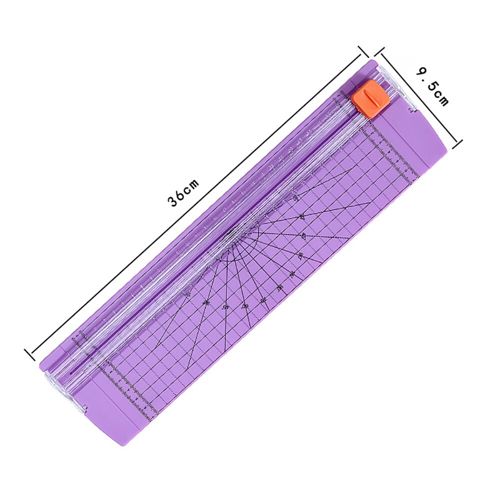 Portable Precision Paper Cutter Safety Cutting Mat Ruler for A4 A5 Paper Photo Label Scrapbooking Trimmer for Office School Kids: purple