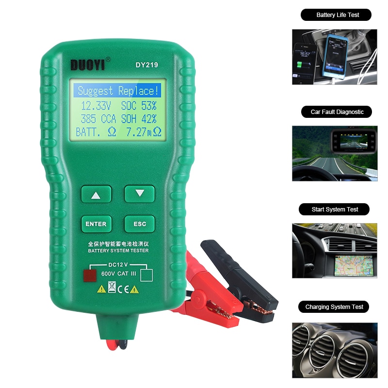 DY219 12V Wagen Batterie Tester Ah CCA Stromspannung Batterie Belastung Analyzer Tester Digital Automobil Multifunktion diagnostisch Werkzeug Mini