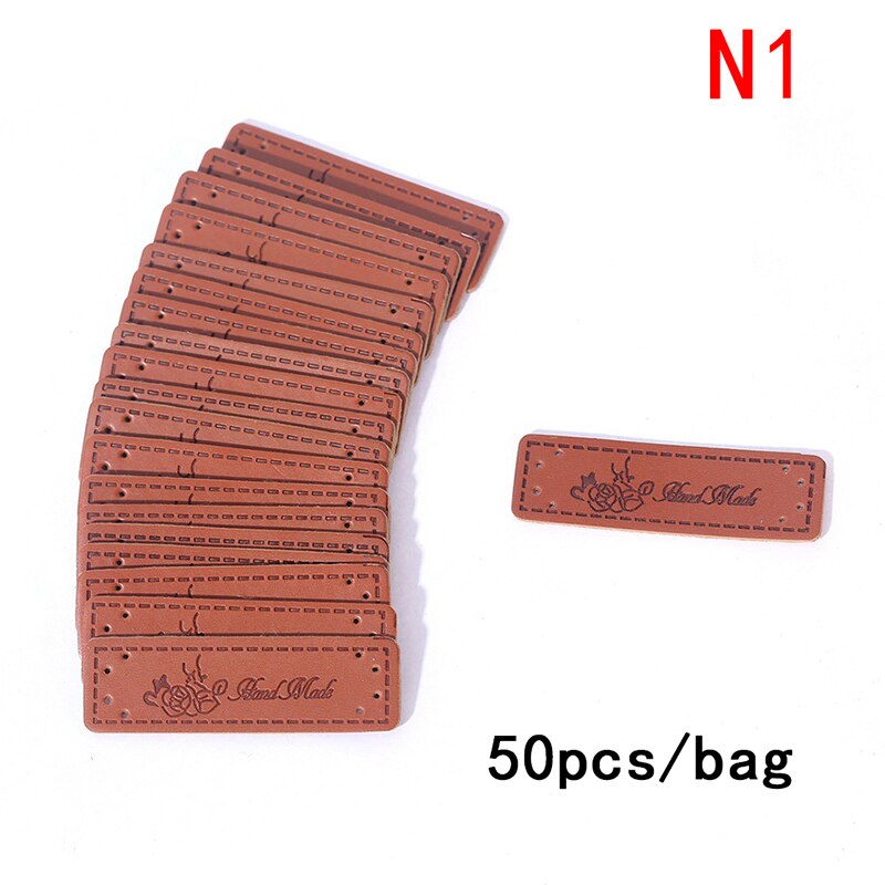 TKOWTB 50Pcs Faux Leather Label Handmade Tag Label Folding