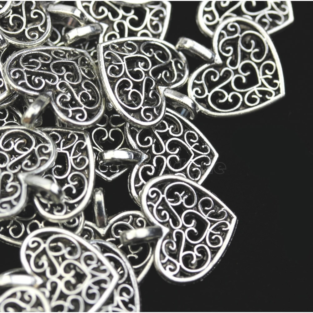 Lot 50 Zilver GEMAAKT MET LIEFDE CZ Hart Bedels Hangers Ketting Kralen DIY