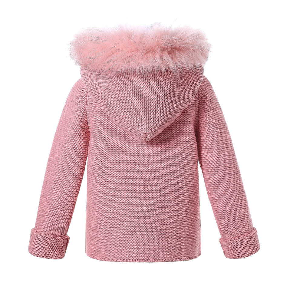 Pettigirl Autumn Winter Kids Sweaters And Coat Detachable Faux Fur Hoodied Cotton Yarn Baby Boys Girls Coat Children Outwear