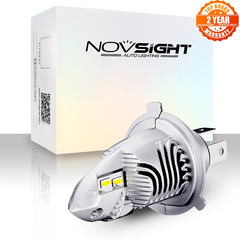 Novsight Motorfiets Licht Led H4 Lampen 6000LM 35W 6000K Wit 12V 1:1 Mini Motorfiets Koplamp Plug en Spelen Koplamp