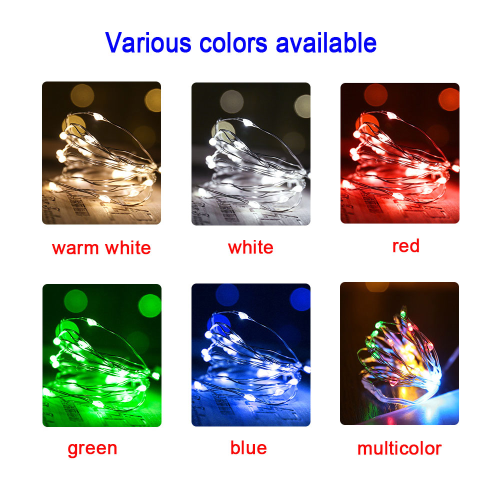 Guirlande lumineuse féerique Led en fil d'argent, alimentée par USB, étanche, pour l'extérieur, décoration DIY, , fête de mariage, noël