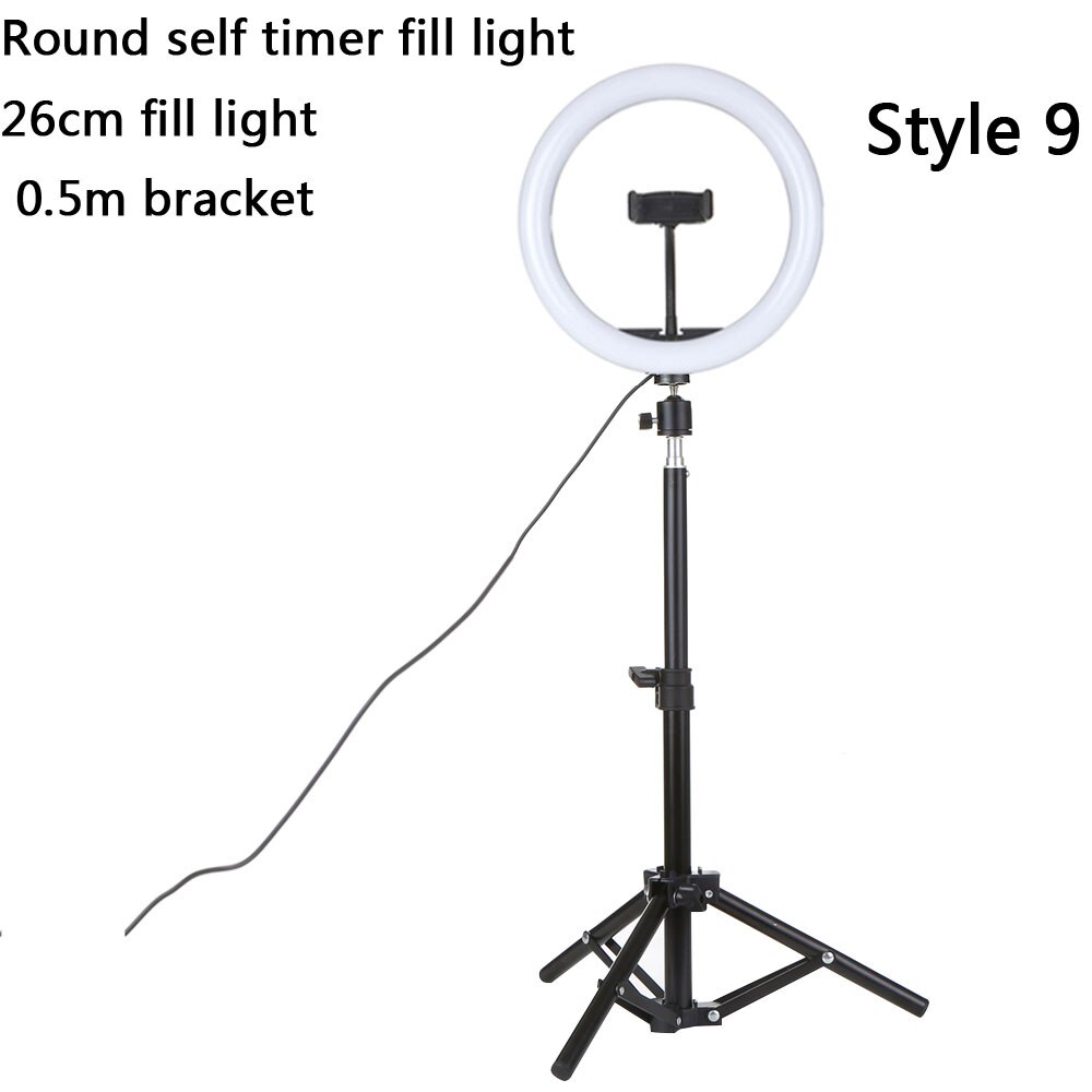 Fotografering makeup lampe spejl led selfie lys 260mm dæmpbar make up kamera telefon lampe med bordstativ telefon holder stand: Stil 9