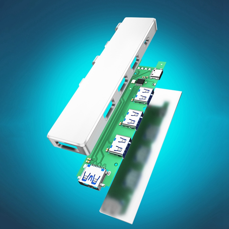 USB3.0 Hub 4-Port Portable Plug-And-Play 5Gbps Data Hub, Suitable for Windows/Mac/Linux Operating System