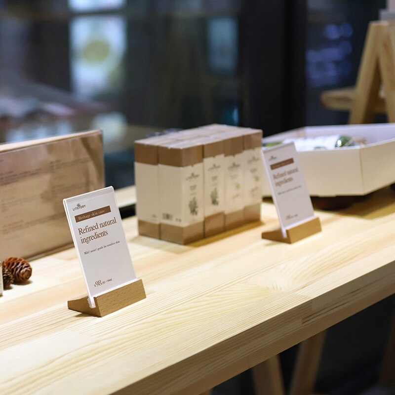 sviao L T shaped Sign Holder with Wood Base A4 A5 A6 Table Menu Holder