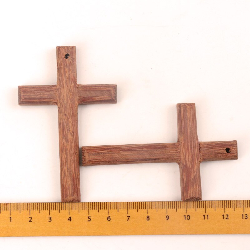 Home Decoratie Handgemaakte Accessoire Scrapbooking Craft DIY Natuurlijke Houten Christian Cross Patroon Versiering 80x50mm 1 pcs: Donkergroen