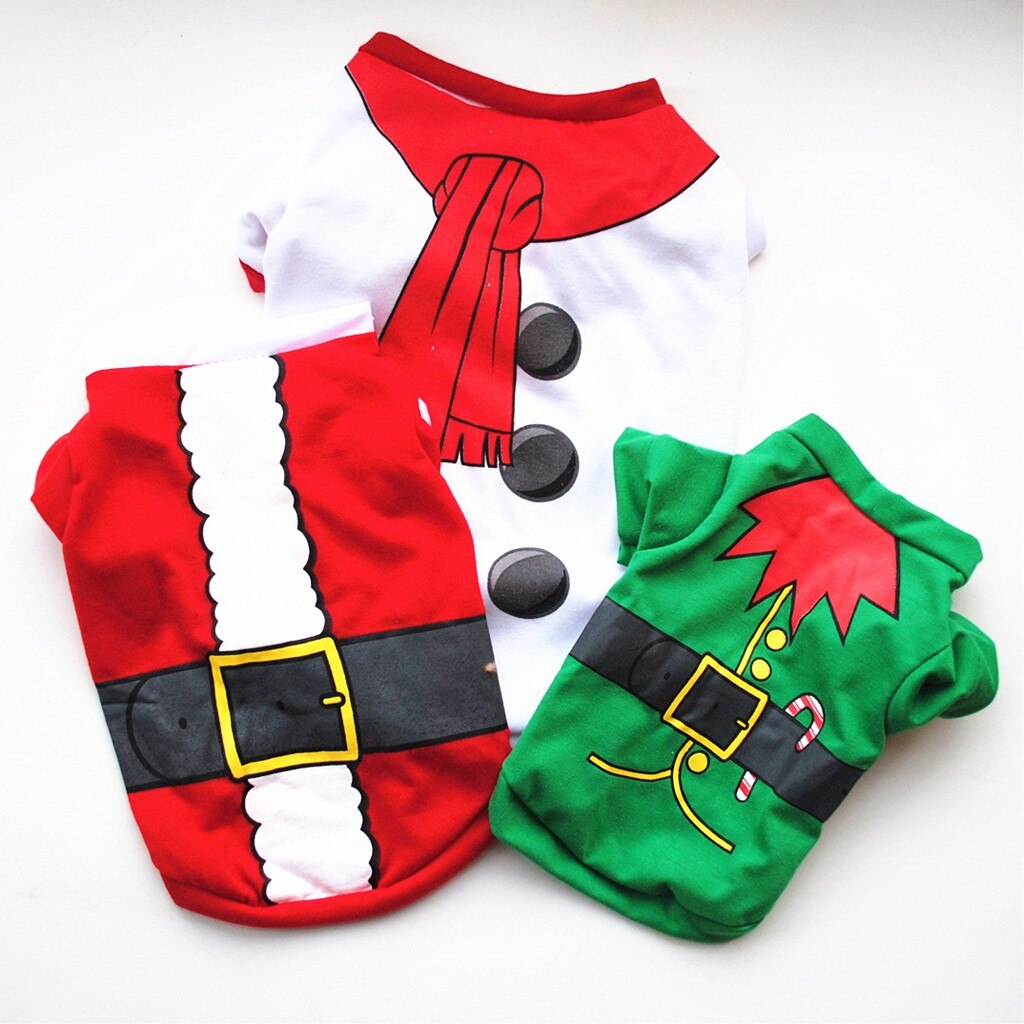 Christmas Pet dog Clothes Winter Christmas Print Clothes Pet Dog Long Sleeve Top Outfit Dog Clothing Cute Puppy Plus Size