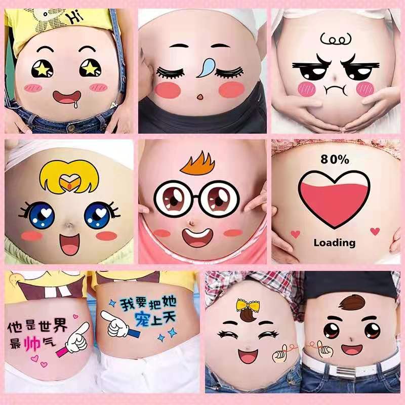 3D funny pregnancy photo memorial photo real props environmental protection PVC pregnant women stickers
