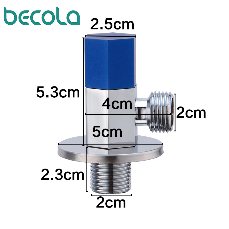 1/2"RED male x 1/2" BLUE male Brass Bathroom Cold And Water Angle Stop Valve Chrome Copper Tap Toilet Bathroom Basin laundry