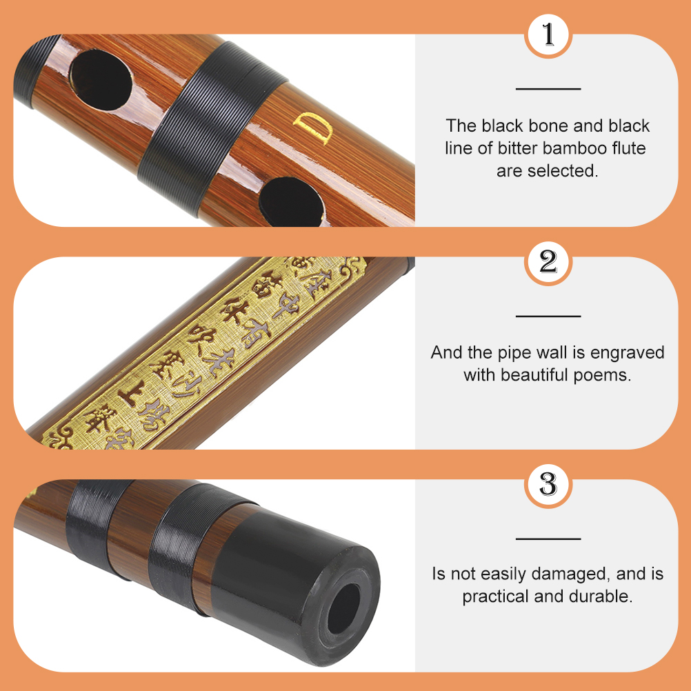 1 Set Antique Style Bamboo Flute Traditional Instrument Flute with Storage Box