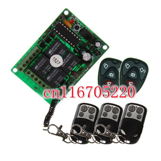 DC 12V 4 Channel Entrance Access Garage RF wireless remote controller switch system 1Receiver & 5 Transmitter/ Toggle /Momentary