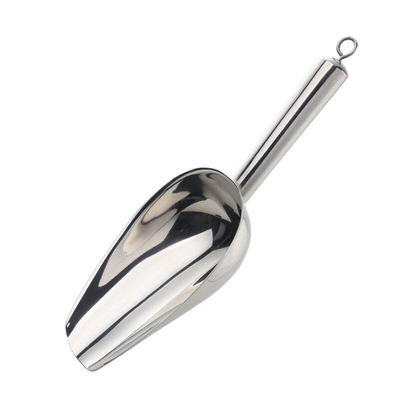 Cucharas de acero inoxidable para hacer cubitos de hielo, cucharas coloridas para harina, cucharas de comida, utensilios de cocina para Buffet, 1 unidad: Plata