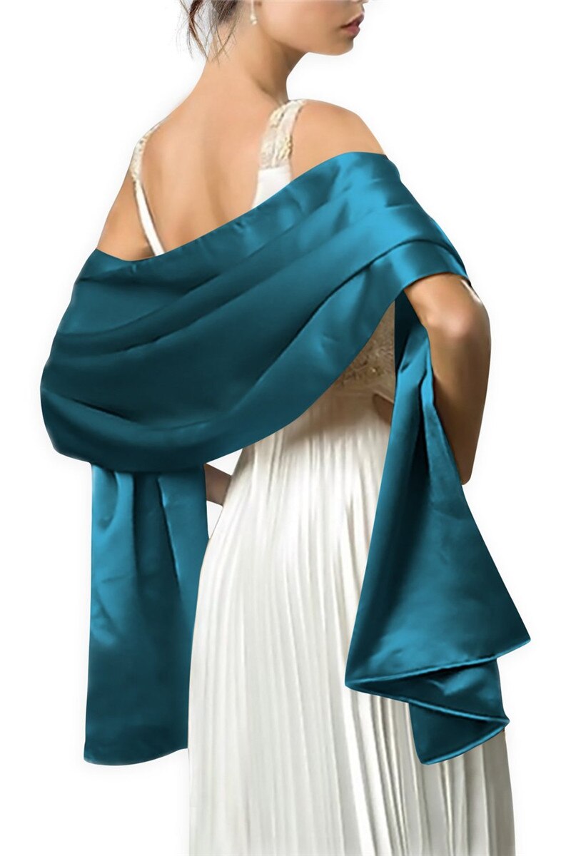 Satynowy wieczór weselny formalny Prom Cocktail Wrap Cape szalik ślubny szal 150CM długość 50CM szerokość.: Teal