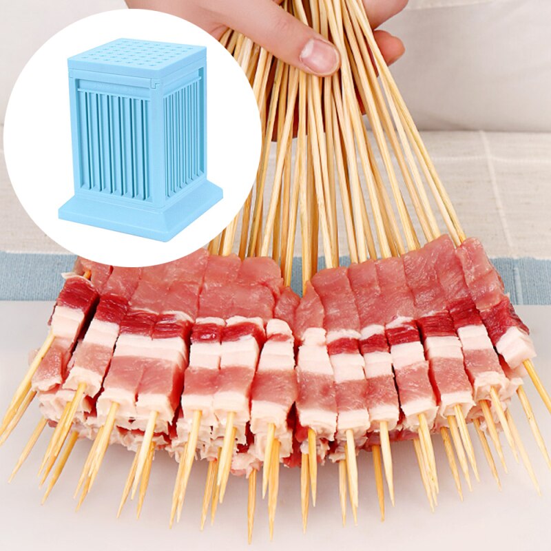 BBQ Meat Skewer Tools 49 Holes Meat Beef Tofu Skewer Kebab Maker Box Machine Grill Barbecue Kitchen Accessories Camping Tools