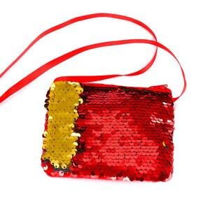 Kinderen portemonnee kinderen glanzend/bling pailletten kleine tas zak rits etui mini schouder crossbody handtas satchel: Rood