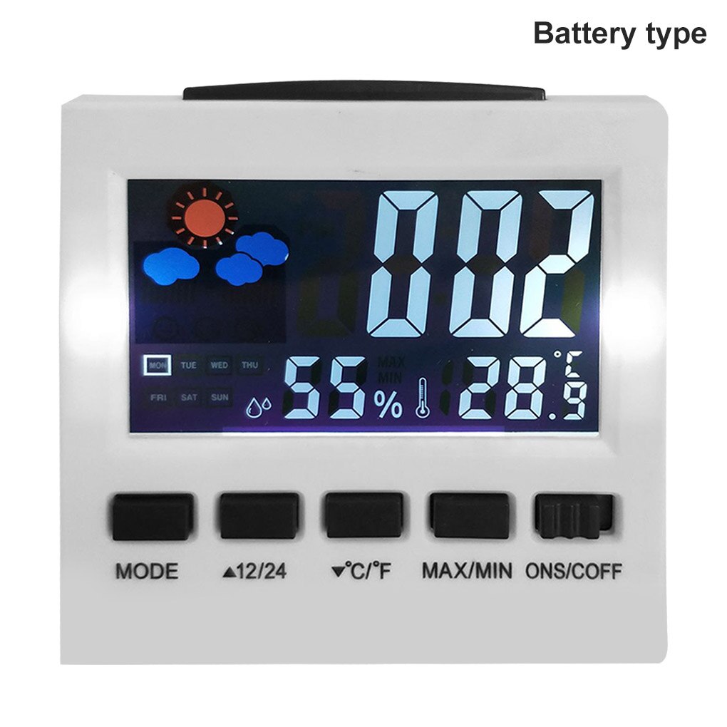 Portable Digital Clock Date Week Time LED Display Backlit Desktop Clock Home Office Digital Calendar: White Battery Type