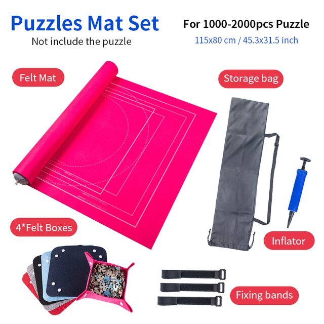 Puzzels Mat Jigsaw Roll Voelde Mat Speelkleed Puzzels Deken Voor Tot 2000 Stuks Puzzel Accessoires Draagbare Reizen Opslag tas: 2000set Pink