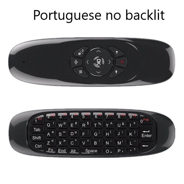 C120 Backlit Mini Wireless Keyboard Air Mouse Somatosensorische Gyroscoop Dubbelzijdig Tv Afstandsbediening Voor Android Laptop Pc: Portuguese no backli