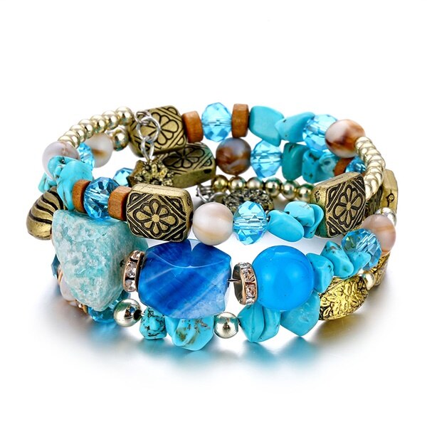 Ifmia Boho Multilayer Resin Stone Armband & Bangles Vrouw Vintage Lange Manchet Armbanden Voor Vrouwen Pulseras Etnische Sieraden: IF11000259-2
