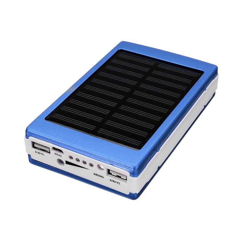 Bricolaje 5x18650 Powerbank portátil Pover 18650 banco de potencia de energía Solar banco caja Dual USB Kit teléfono cargador de linterna: Azul