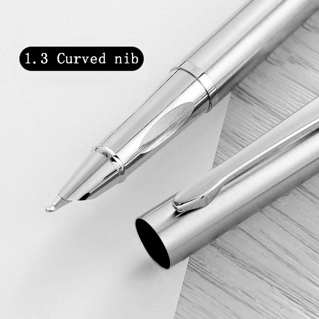 Silber Brunnen Stift 0,8/1,3mm Gebogene Spitze Schüler Kalligraphie Praxis Stift Geschäft Unterschrift Schule Schreiben Werkzeuge Versorgung: Gelb