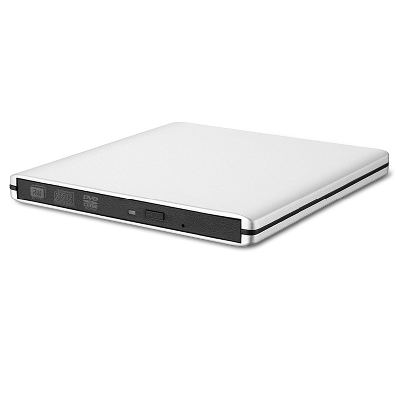 Unidade óptica externa ultrafina com gravador de cd/dvd, usb 3.0,  em liga de alumínio, compatível com cd+/-rw e dvd+/-rw para laptops e pcs.: Default Title