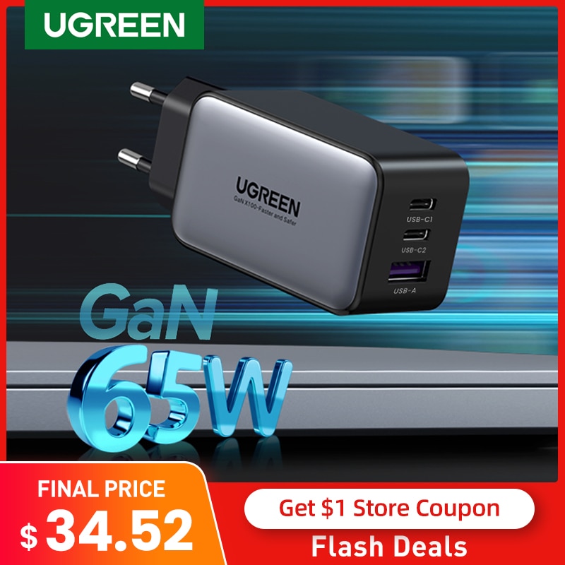UGREEN 65W GaN ładowarka szybkie ładowanie 4.0 3.0 typ C PD ładowarka USB dla iPhone 12 13 Pro Max szybka ładowarka do laptopa PD ładowarka