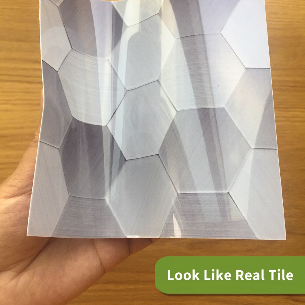 Funlife® Brush Sliver Hexagons Wall Sticker Decorative Self-Adhesive DIY Tile Sticker for Bathroom Kitchen Backsplash Wall Floor