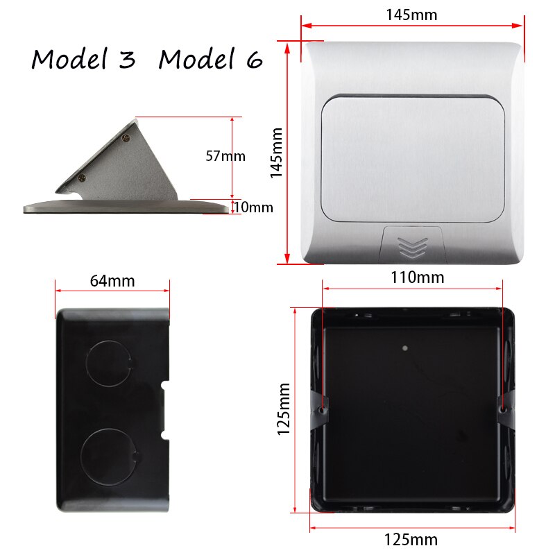 16A France Standard Socket Universal 2 Pin With USB Charging Port Pop-Up Floor Socket 2 Way Power Outlet Aluminum Alloy Office