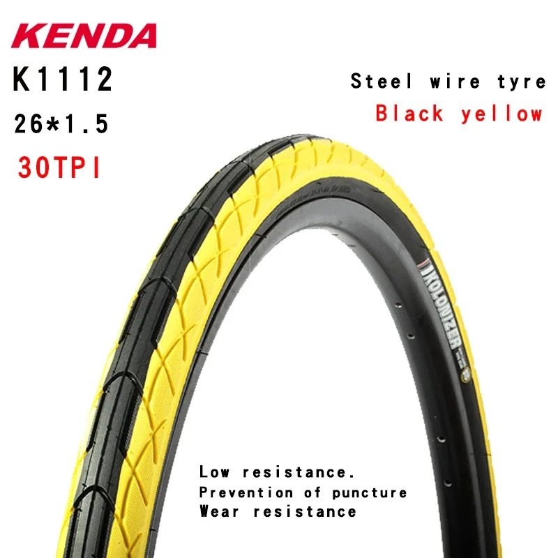 KENDA k1112 Bicycle tire 26 inch MTB Parts 26 * 1.5 1.75 30TPI low resistance explosion-proof mountain bike tyre: Red
