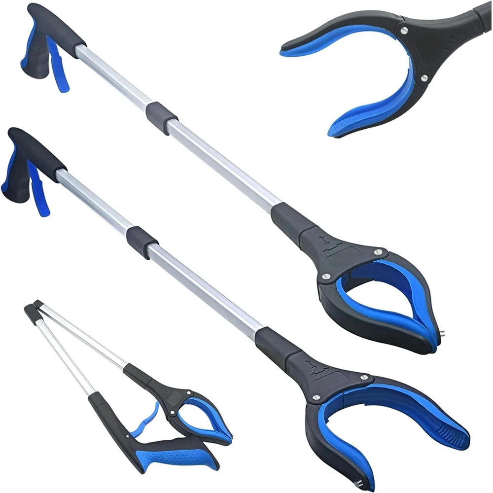 Extensor de pinza plegable, herramientas manuales, recogedores de basura, recogedor de basura plegable, herramientas de recogida, basura larga y práctica: Azul cielo