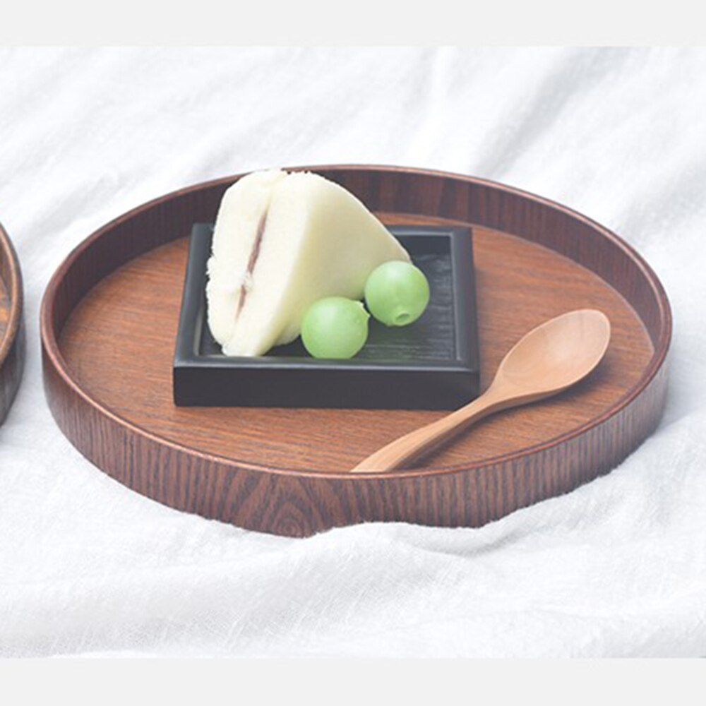 Home Decor Display Dish Round Fruit Desktop Holder Wooden Plate Storage Tray Food Keeper Dessert Kitchen Snack Restaurant Bar