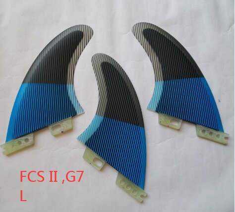 G7 G5 FCS II 2 Surfing Fins Tri Set Line yellow blue Surfboard Fin Surf Accessory M L: A L