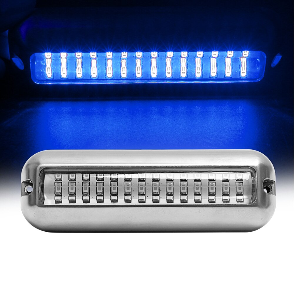 42LED 80W 538LM Stainless Steel Boat Transom Light Underwater Pontoon Marine Ship Boat Accessories Light Waterproof Marine Light: blue