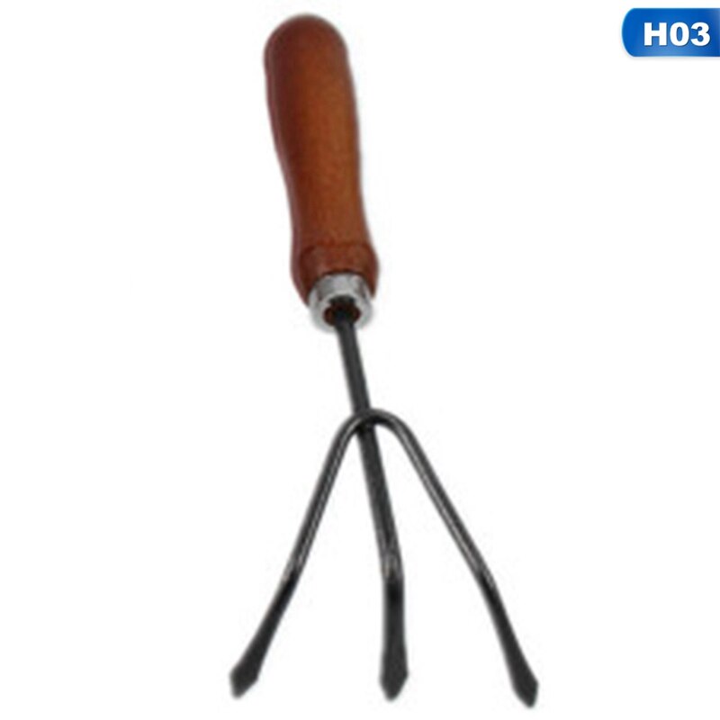 Mini Shovel Rake Set Mini Garden Tool Bonsai Tools Set Wooden Handle Metal Head Shovel for Flowers Potted Plants: H03