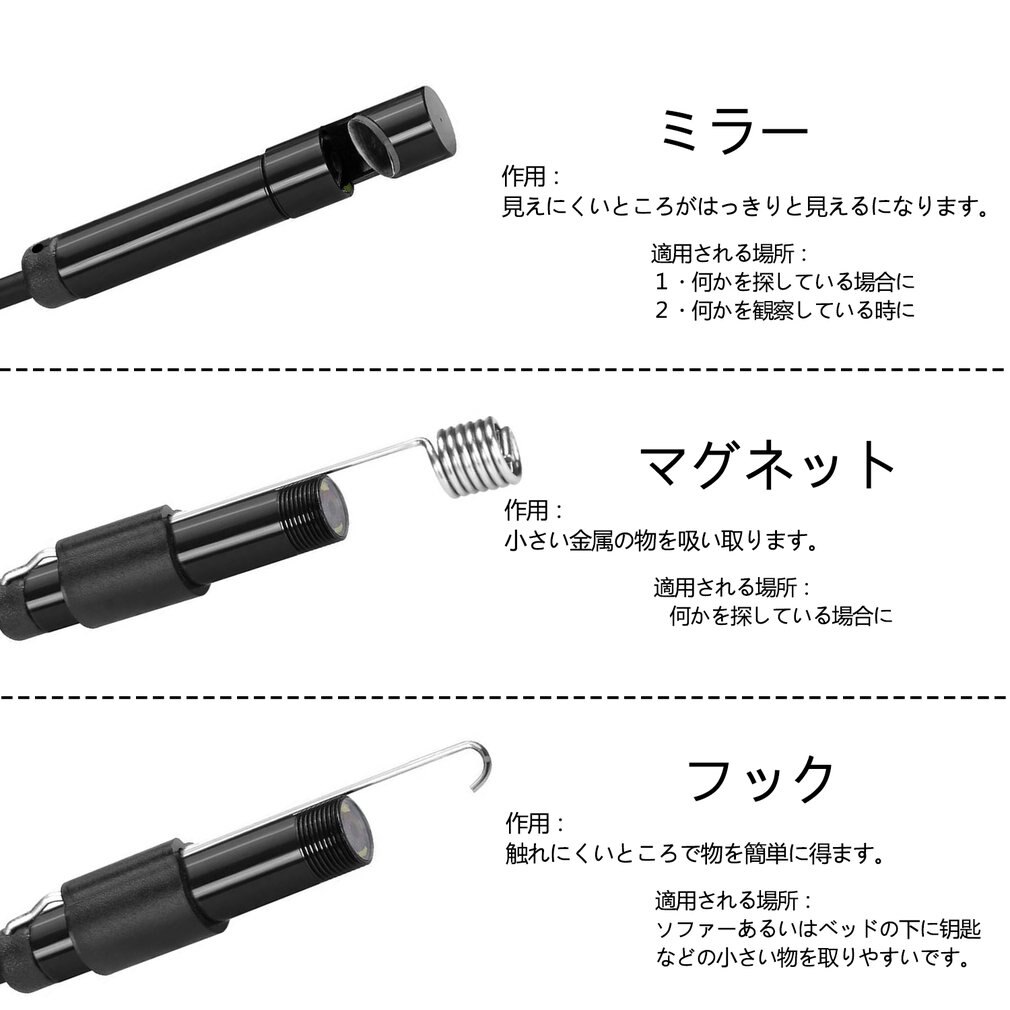 OCDAY 3 in 1 8MM USB Type-C & for Android & PC Endoscope 2.0MP 5m Hard Cable 6 LED Waterproof Inspection Camera for PC Laptop